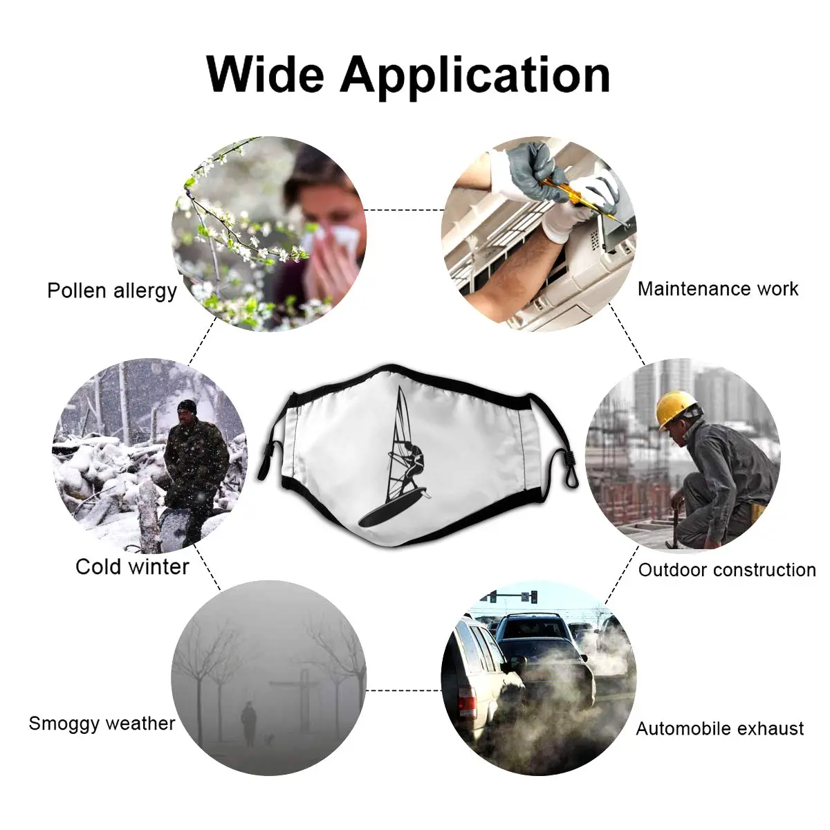 

Windsurf Mouth Face Mask Windsurf Facial Mask Kawai Funny with 2 Filters for Adult