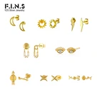 Серьги-гвоздики женские серебряные в минималистическом стиле с молнией и розой