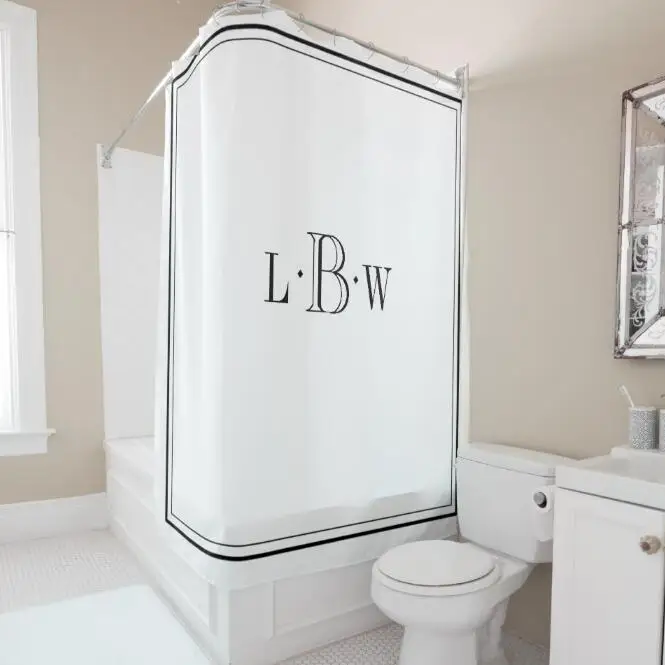 Элегантный классический черный белый индивидуальный занавес с монограммой