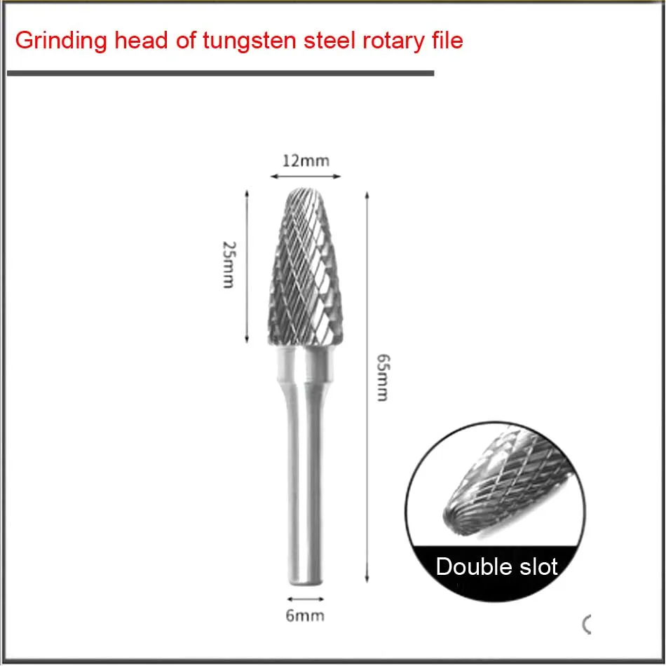 

6pcs set 6 8 10 12 14 16mm double slot Electric knife with metal grinding head,metal tungsten steel rotary file assorted cutter