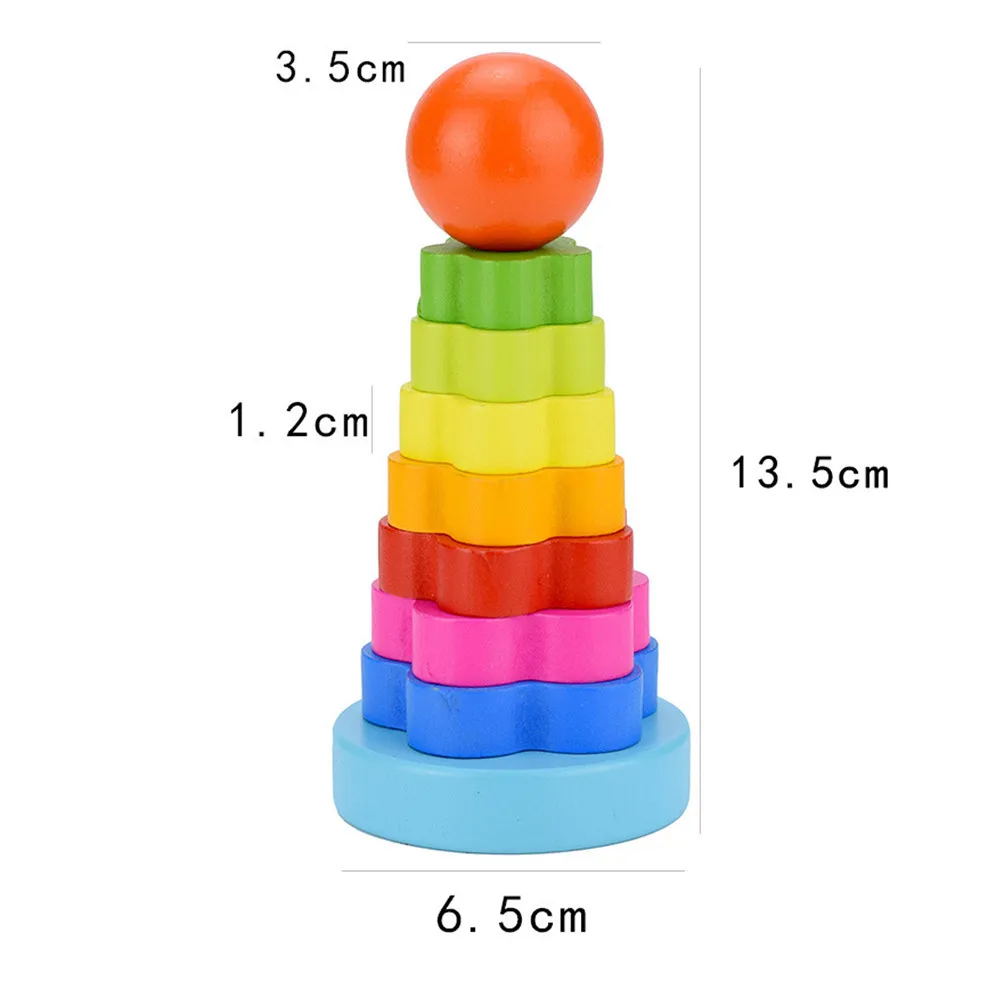 Отличные образовательные инструменты детская Радужная башня кольцо деревянное