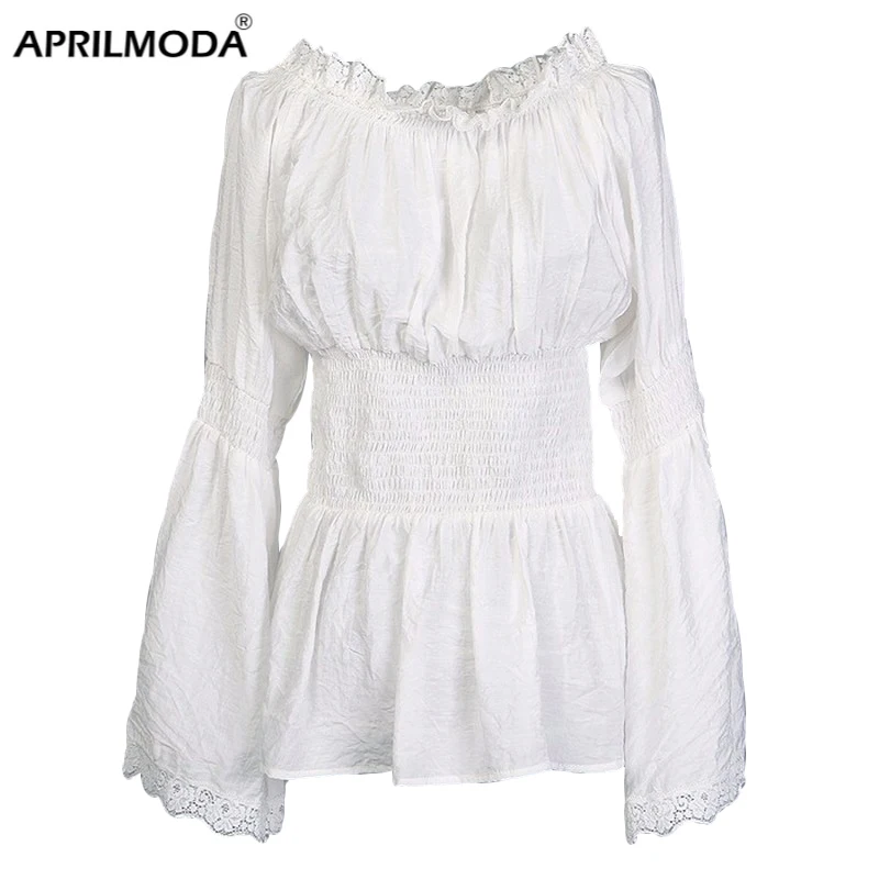 Полупрозрачная Ретро винтажная стильная блузка белая черная рубашка с длинными