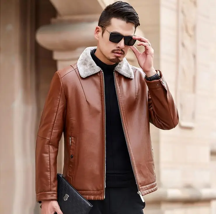 mens leather jacket velvet thicken motorcycle short coat men jackets clothes winter jaqueta de couro street fashion winter