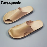 careaymade summer new genuine leather handmade soft leather retro art slippers for womencasual sandals comfortable slippers