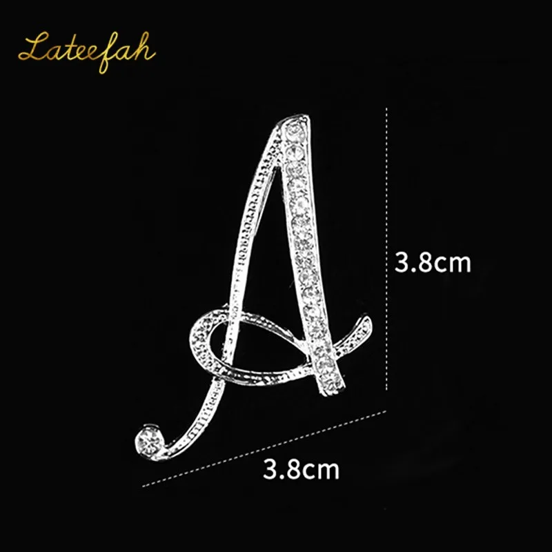 

Simplity Classic A-Z Artistic English Letter Crystal Alloy Brooches Unisex Accessories for Ladies Brooch Gift