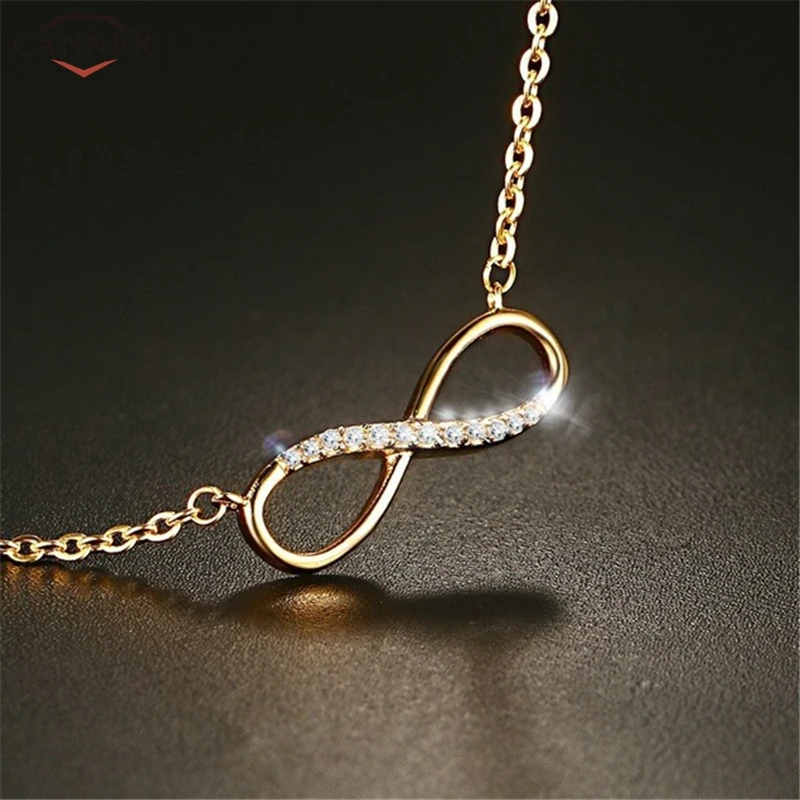 Романтическое ожерелье бесконечности женское из нержавеющей стали золотой цвет