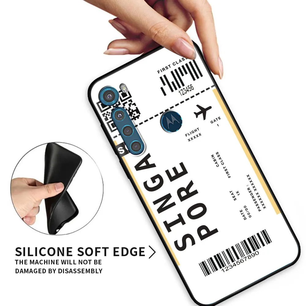 

Soft Cover for Motorola G G30 G10 G9 G8 Plus Ticket label TPU Coque For MOTOROLA One Fusion Edge ES6 Black Guscio