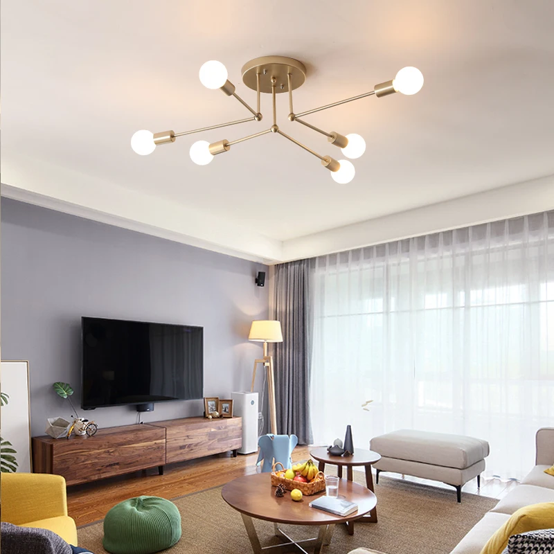 Modern Multiple Rod Dome Night Lamps Ceiling Light Wrought Iron E27 Bulb Cafe Bar Home Decor Lighting Holder Fixture | Лампы и