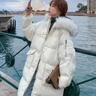 Зимняя Новинка 2021, пуховик с подкладкой, Женская свободная длинная стеганая куртка средней длины, толстая Корейская куртка
