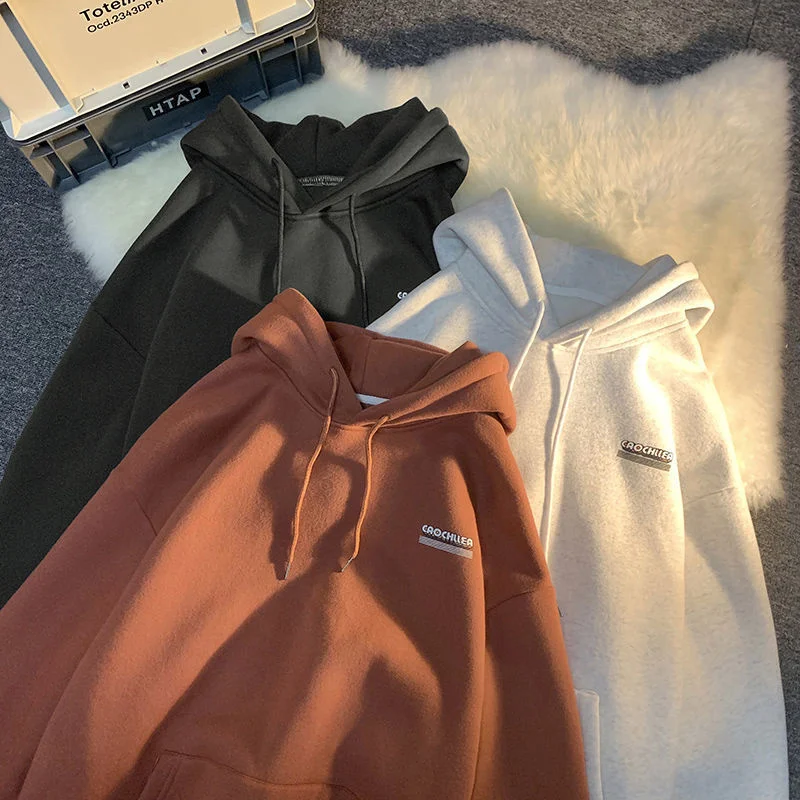 

Oversized Solid Color Couple's Sweatshirt Harasufeng Wool Hoodie 2021 New Men's and Women's Pullover Loose Warm Top S ~ 4XL