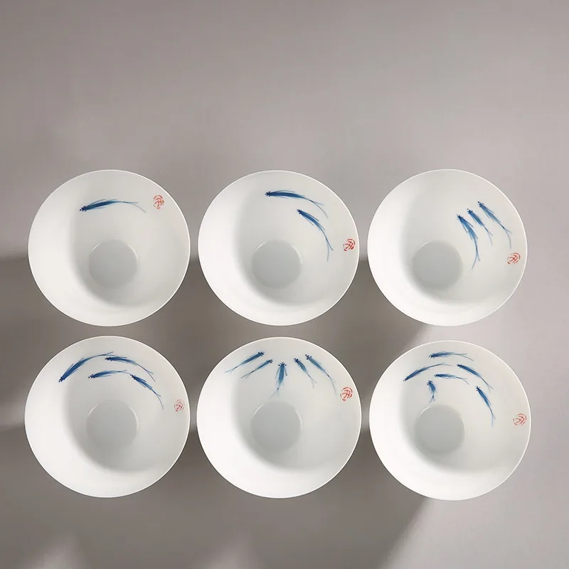 Цзиндэчжэнь керамический гайвань большая емкость сине белая фарфоровая кружка