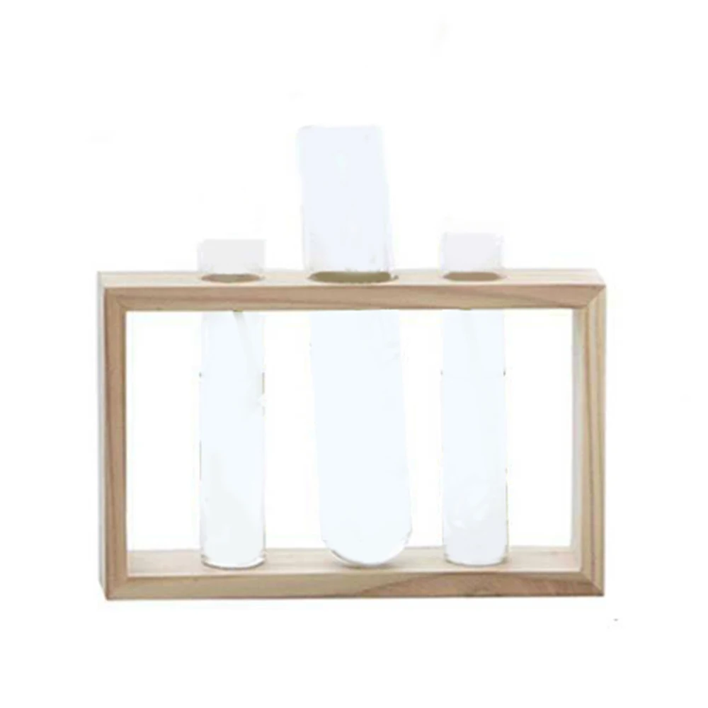 Прозрачная стеклянная тестовая ваза Террариум деревянная подставка Цветочные