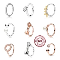 925 %d0%ba%d0%be%d0%bb%d1%8c%d1%86%d0%be silver color pan ring charms rose gold bow diy heart gold letter loved crystal finger ring women party jewelry