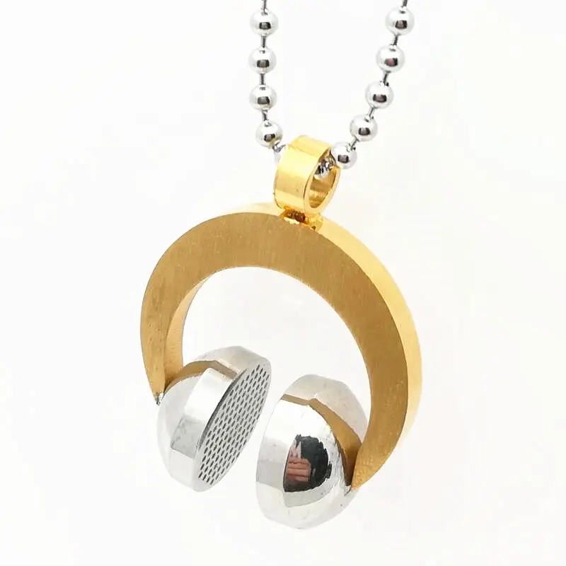 2020 hot brand stainless steel headphones pendant necklace collares male choker punk colar rock jewelry for men teenage free global shipping