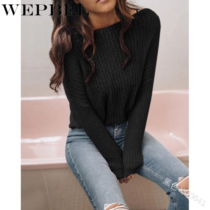 

WEPBEL Women Casual Autumn Winter Loose Warm Knitted Pullover Sweater Top Ladies Long Sleeve O Neck Jumper Knitwear Outwear Tops