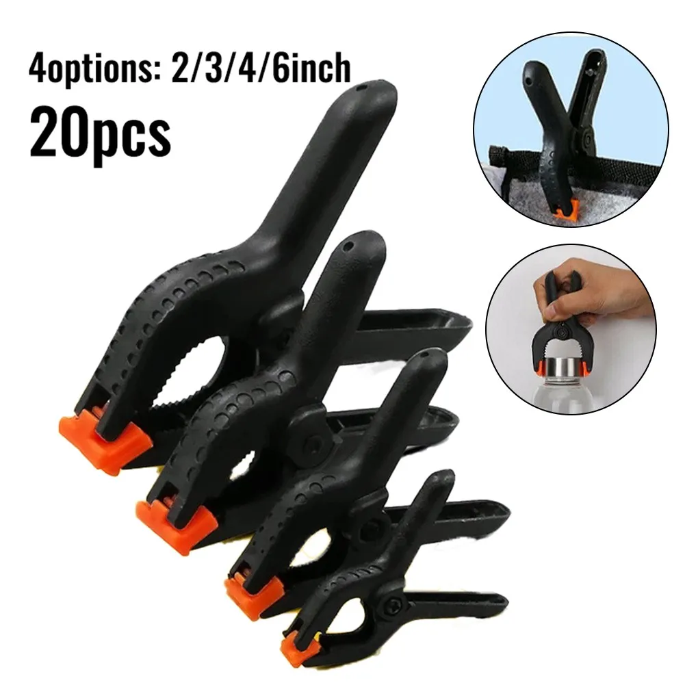 

2-6 Inch Grip Cramps 20pcs Spring Clamps Black Heavy-duty Kit Plastic Set
