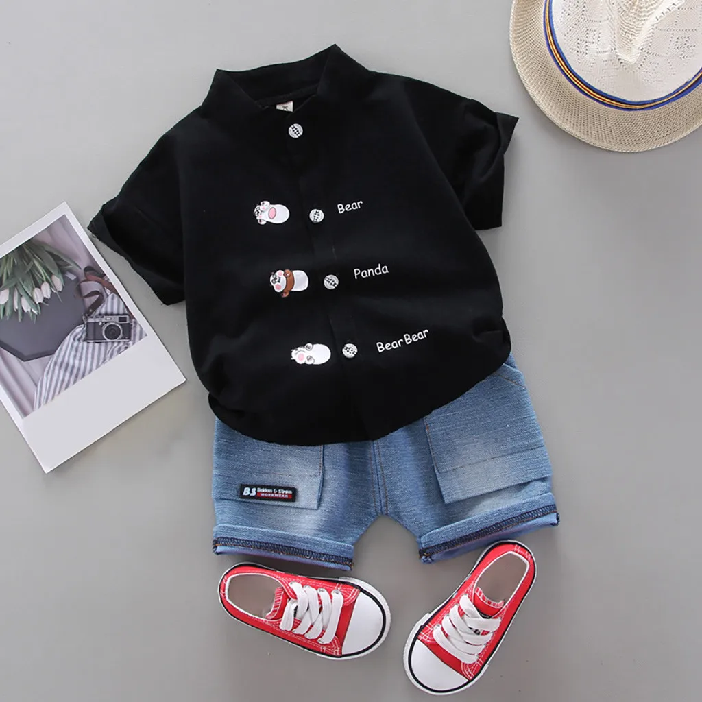 Одежда для детей Повседневная одежда маленьких мальчиков Футболка с буквенным