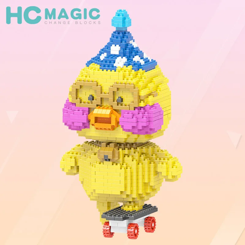 

HC Small Blocks Cute Cartoon Duck Building Toy Anime Auction Figures Micro Bricks Brinquedos for Children Gift Christmas Present