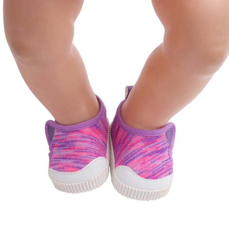 

40-43 Cm Baby Boy Dolls Sports Shoes Canvas Girls Newborn Sneakers Toys Accessories Fit 18 Inch American Doll Gift g178