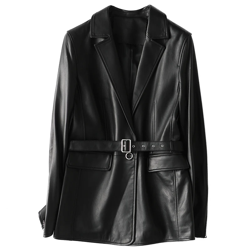 

JCHB 2021 High Quality Women's Leather Jacket Korean Real Sheepskin Coat Female Spring Autumn Clothes Slim Femme Veste Pph3049