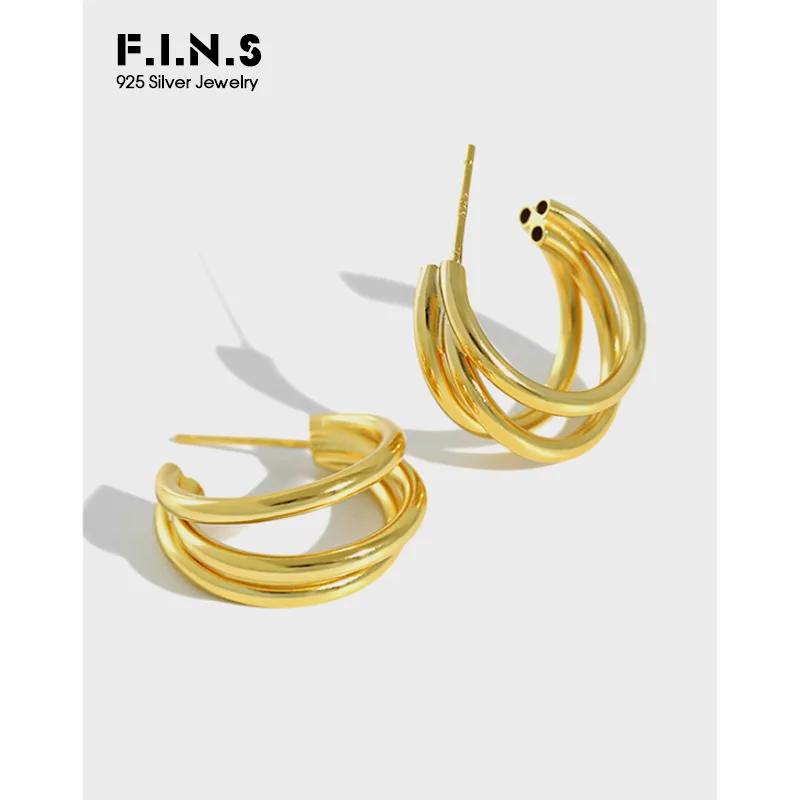 Женские серьги кольца F.I.N.S в Корейском стиле 100% Стерлинговое Серебро 925 пробы