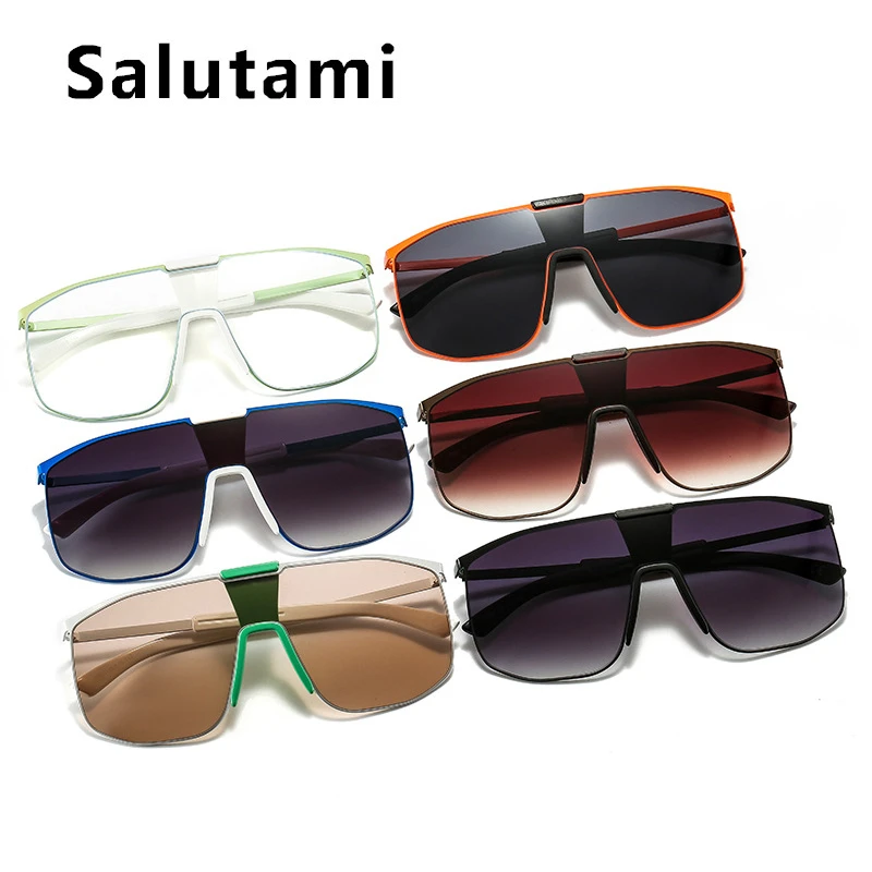 

2021 New Luxury Brand One Piece Square Sunglasses For Women Vintage Oversized Shield Sun Glasses Men Retro Pilot Clear Eyewear