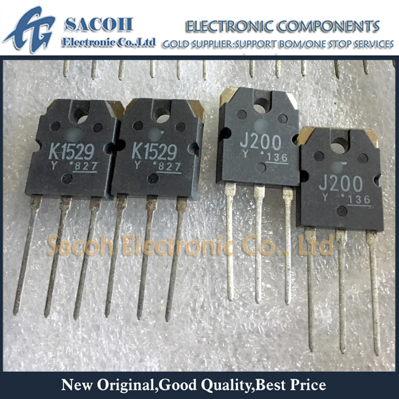

New Original 1Pairs(2PCS) 2SK1529 K1529 1529 + 2SJ200 J200 200 TO-3P 10A 180V Silicon N-ch + P-ch Power MOSFET