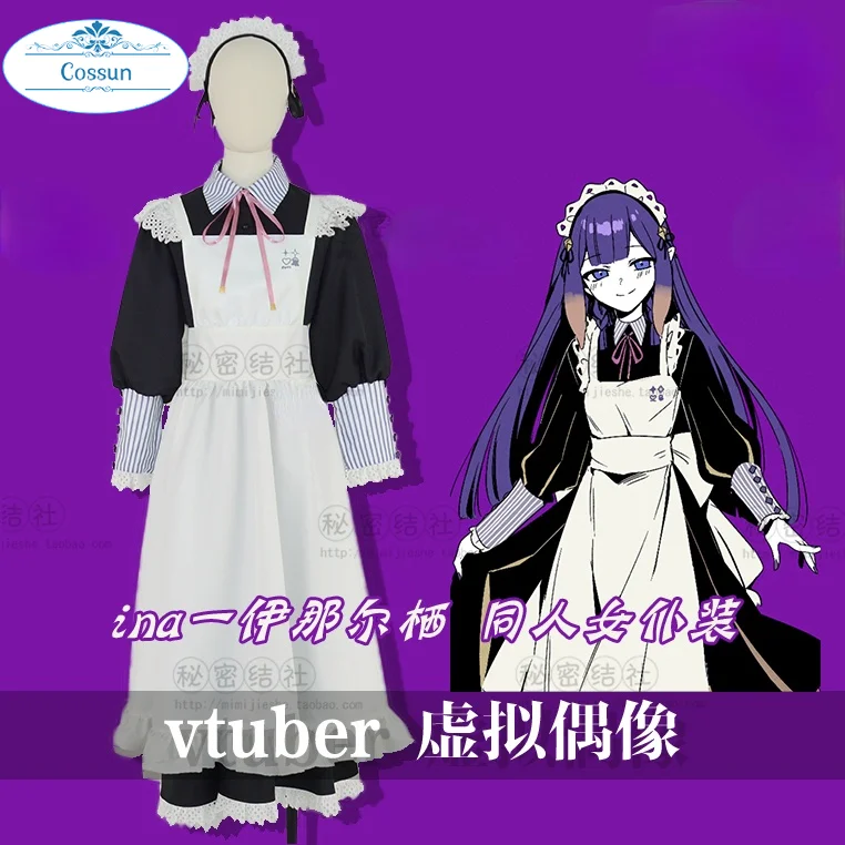 

Anime! Vtuber Hololive Ninomae Ina’nis Game Suit Maid Dress Lovely Uniform Cosplay Costume Halloween Party Outfit Women