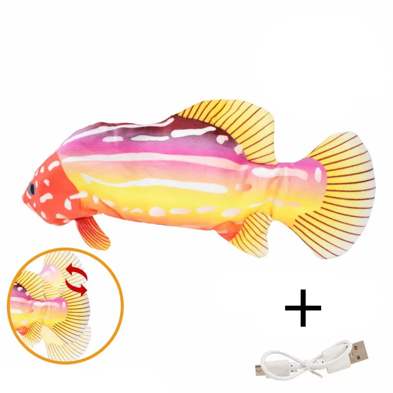 

Cat Toy Fish Electric Fish Cat Toy Pet 3D Simulation Fish Dancing Jumping Moving Floppy Dog Sharking Fish Toy Interactive
