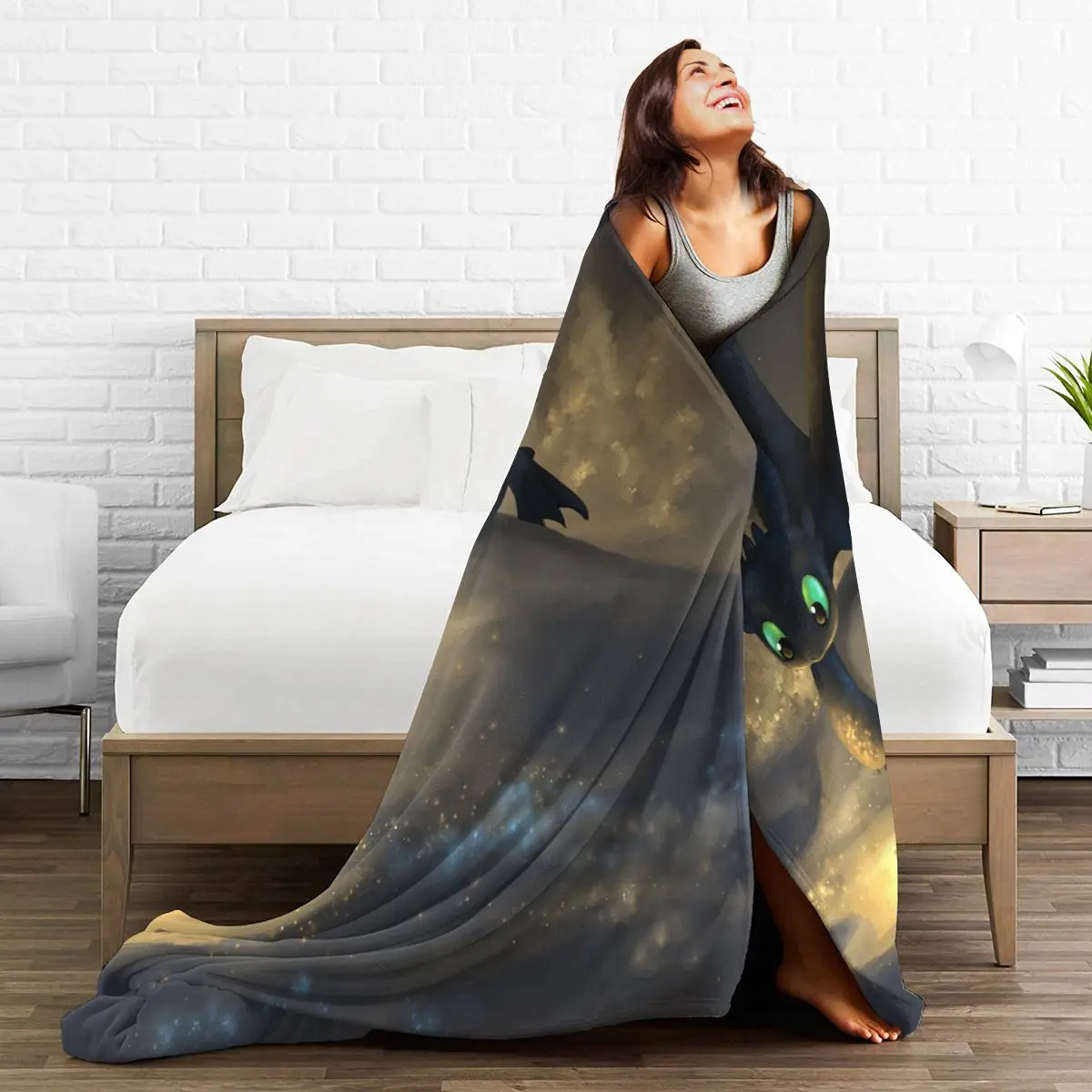 

Ultra Soft Sofa Blanket Cover Blanket Cartoon Cartoon Bedding Flannel plied Sofa Bedroom Decor for Children and Adults Black