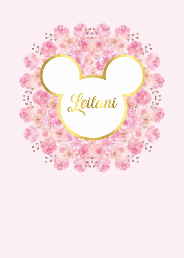 5X7 футов персонализированные золотые розовые цветочные цветы мышь день рождения