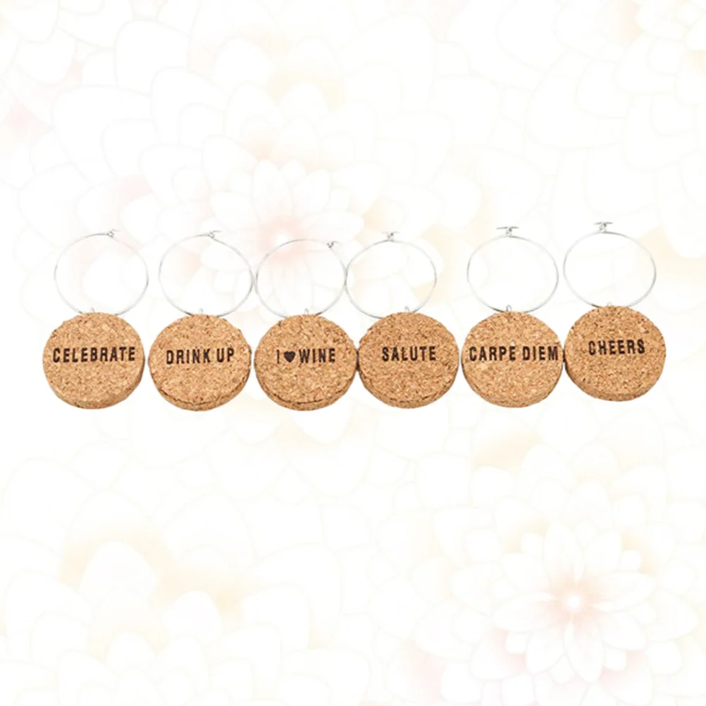 

6 шт. подвески из пробкового стекла «сделай сам», стеклянные кольца с проволокой, маркеры для напитков для вечеринок и праздников