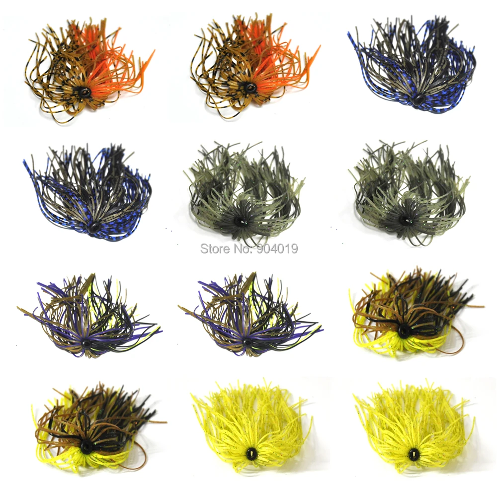 

12 Bundles 50 Strands Silicone Jig Skirts DIY Replace Rubber Fishing Jig Lures