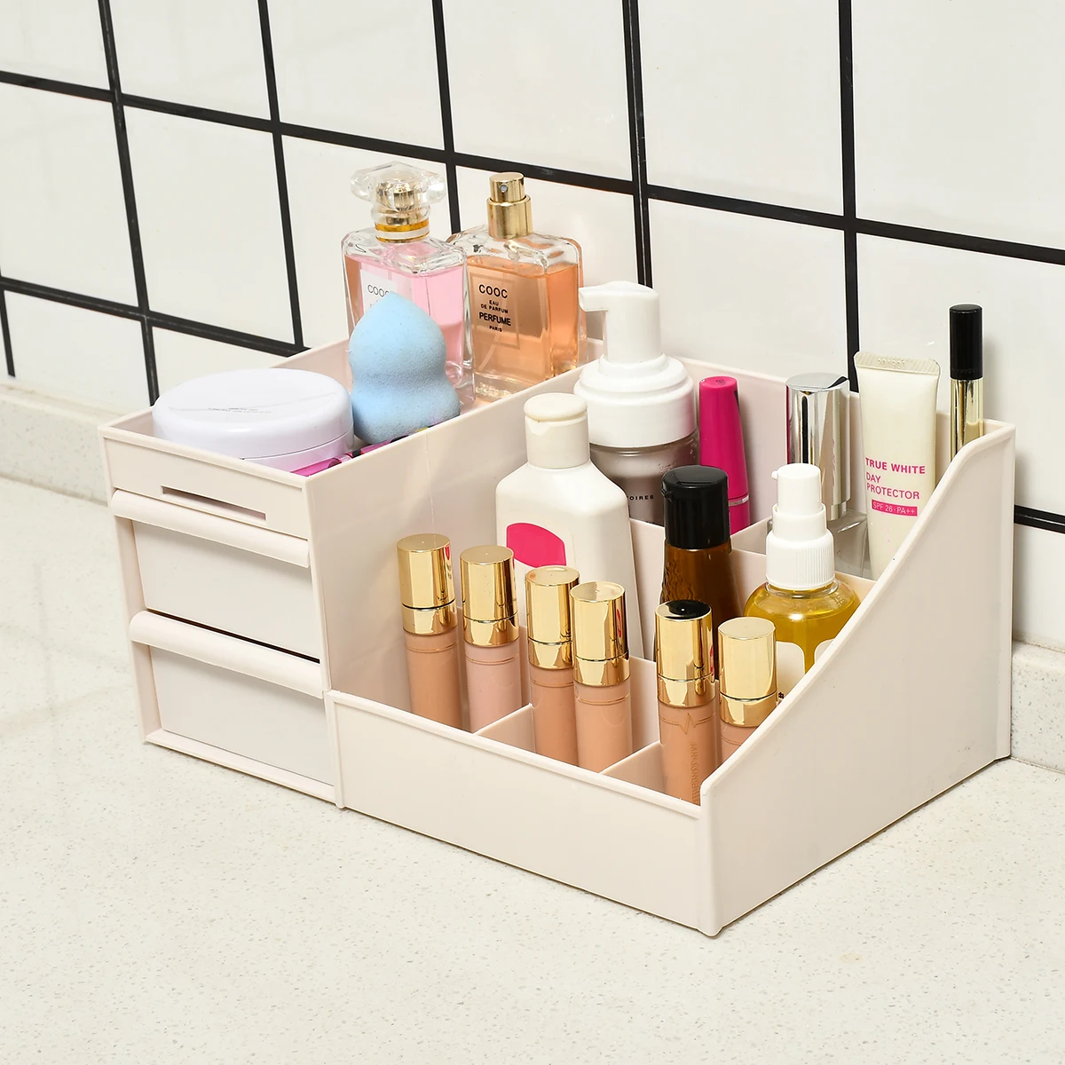 

Drawer-Type Makeup Storage Box Dormitory Finishing Skin Care Makeup Organizer Desktop Dressing Table Storage Box Storage Rack