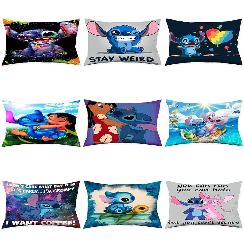 

Чехол для подушки с рисунком из мультфильма «Disney Stitch», плюшевые игрушки, Стич, милая наволочка, персиковая кожа, наволочка, игрушка в подарок...