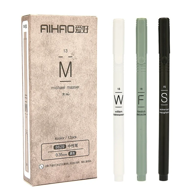 12 шт. черная 0 35 мм роликовые нейтральные ручки гелевая ручка для офиса школьные