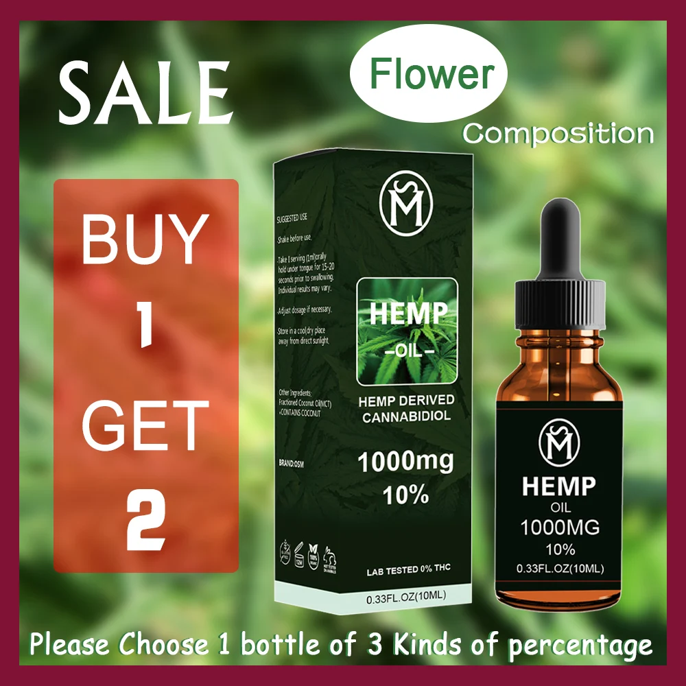 Эфирное масло из 100% Натуральной Конопли 10 мл содержит цветочный элемент 300-1000 мг