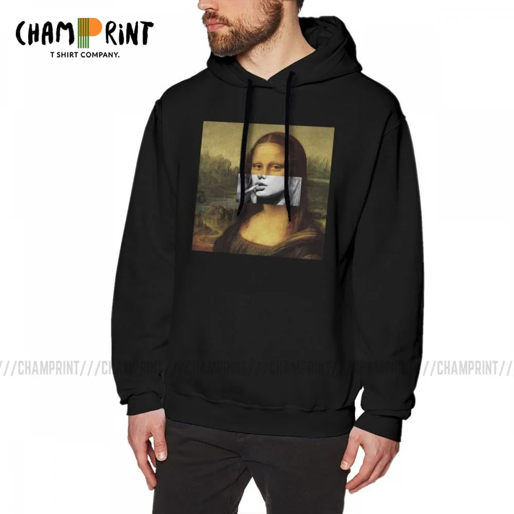 

Smoking Mona Lisa Men's Hooded Sweatshirt Leisure Cotton Funny Summer Plus Size Spoof Streetwear Hoodie Printed Hoodie Shirt