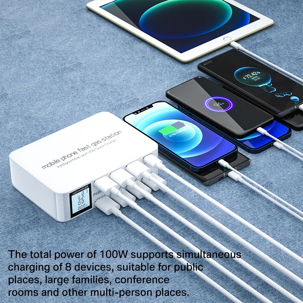 Зарядное устройство с 8 USB-портами и ЖК-дисплеем 100 Вт | Мобильные телефоны