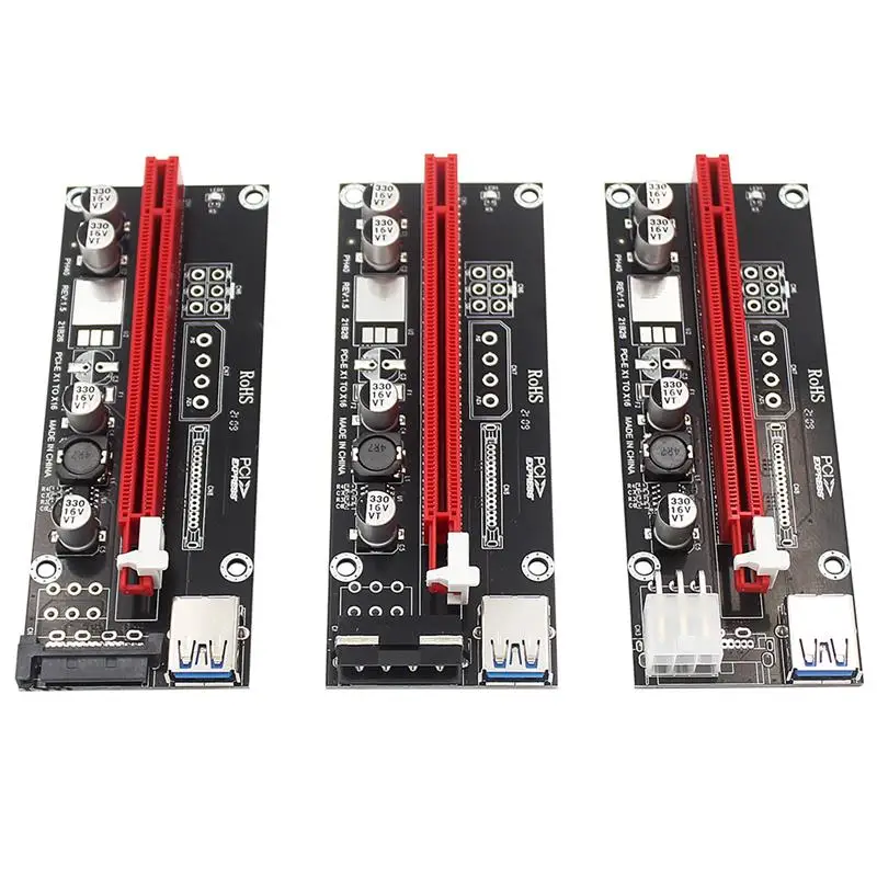 

PCI-E Riser Card PCI-E 1X To 16X External Expansion Card STATA 4 6 15Pin Power Cord Mining Powered Adapter Card For Miner