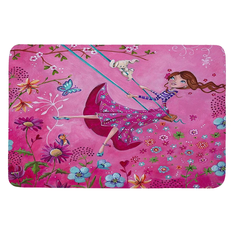 Ковер для девочек с розовыми цветами большой коврик спальни игровой детский