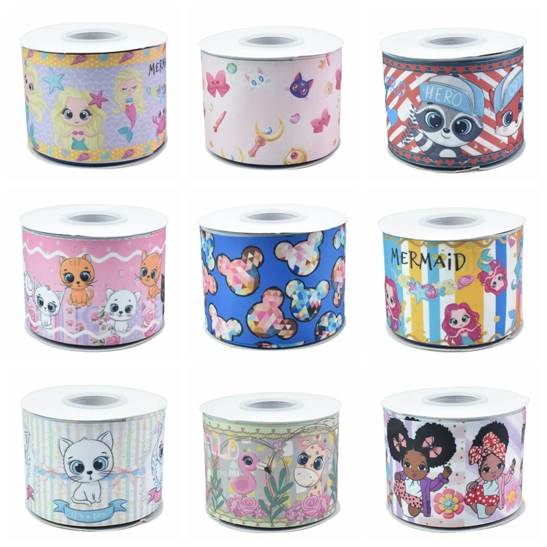 

HSDCRAFT 22MM 25MM 38MM 50MM 75MM listones estampados Ribbon for diy