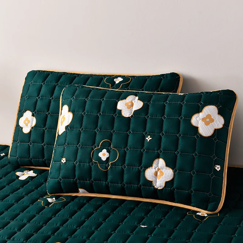 Хлопковый утолщенный стеганый чехол для матраса антибактериальный протектор