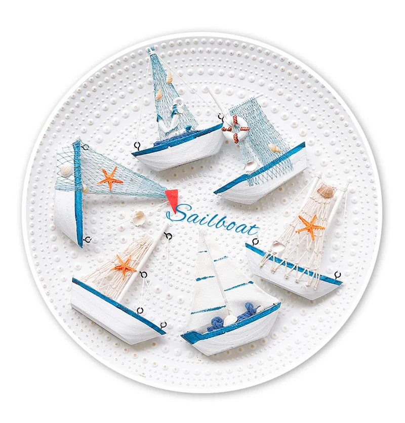 Винтаж Средиземноморский Стиль морской мореходный синий деревянный парусная