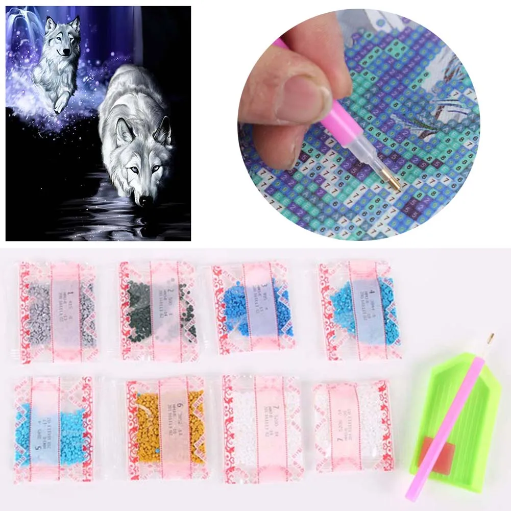 5D Diy алмазная живопись Белый Волк Вышивка крестом мозаика Алмазная вышивка со
