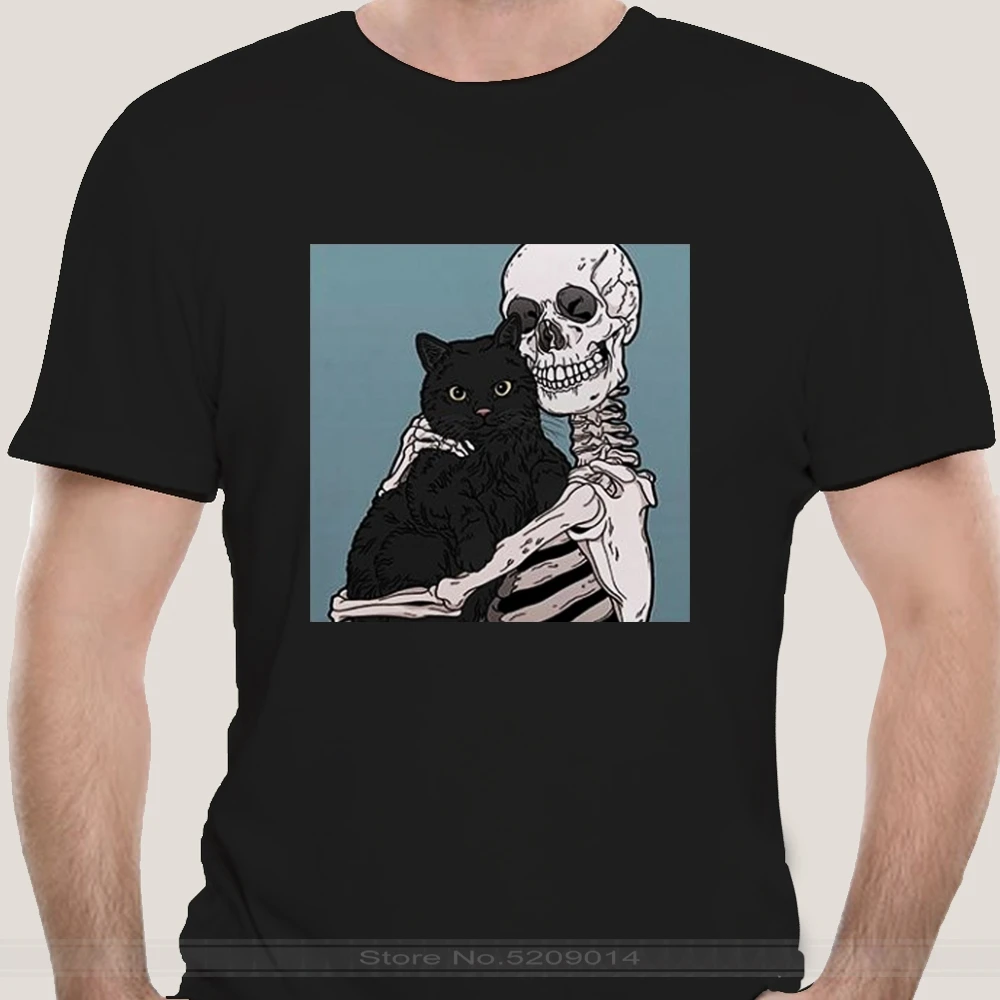 Женская футболка с черепом и милой кошкой Lei SAGLY женская готическая в стиле