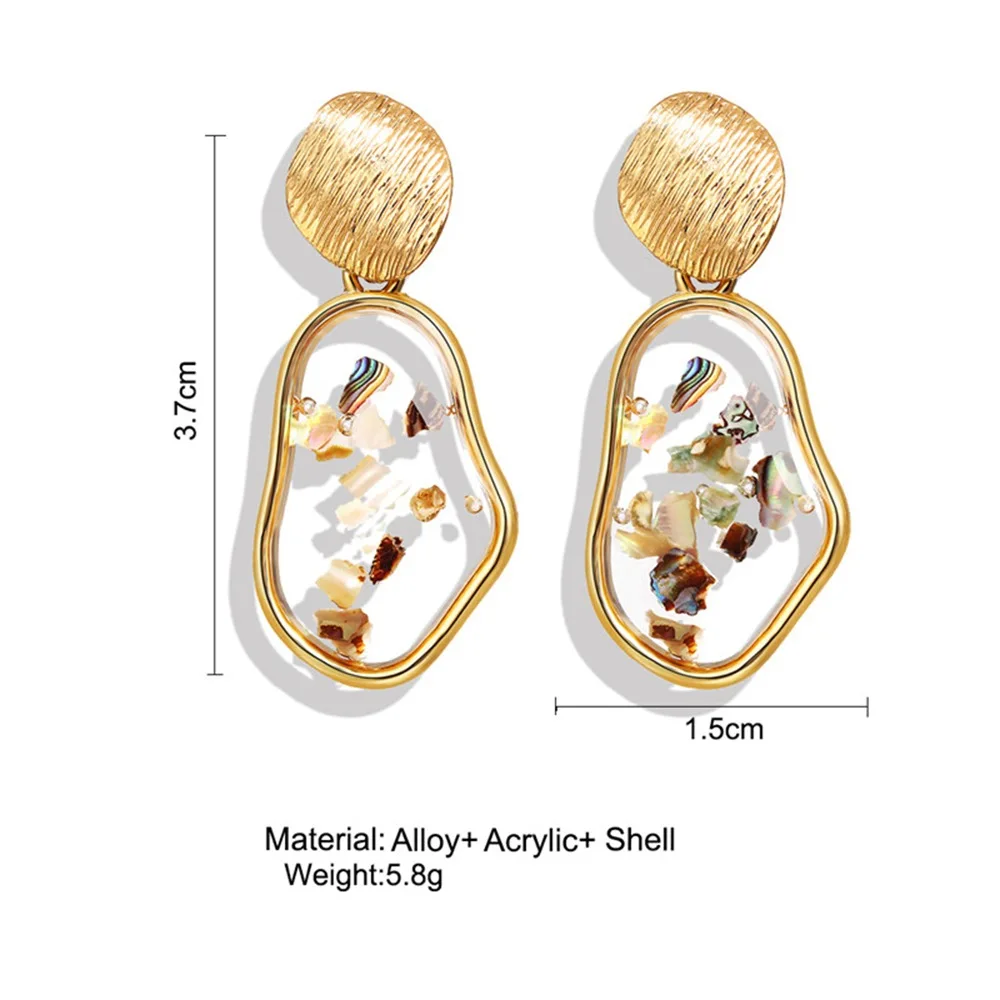 

Metal Multicolored Shell Drop Dangle Earrings for Women Birthday Gifts ZA Jewelry Boho Party Vintage Big Statement Earrings 2020