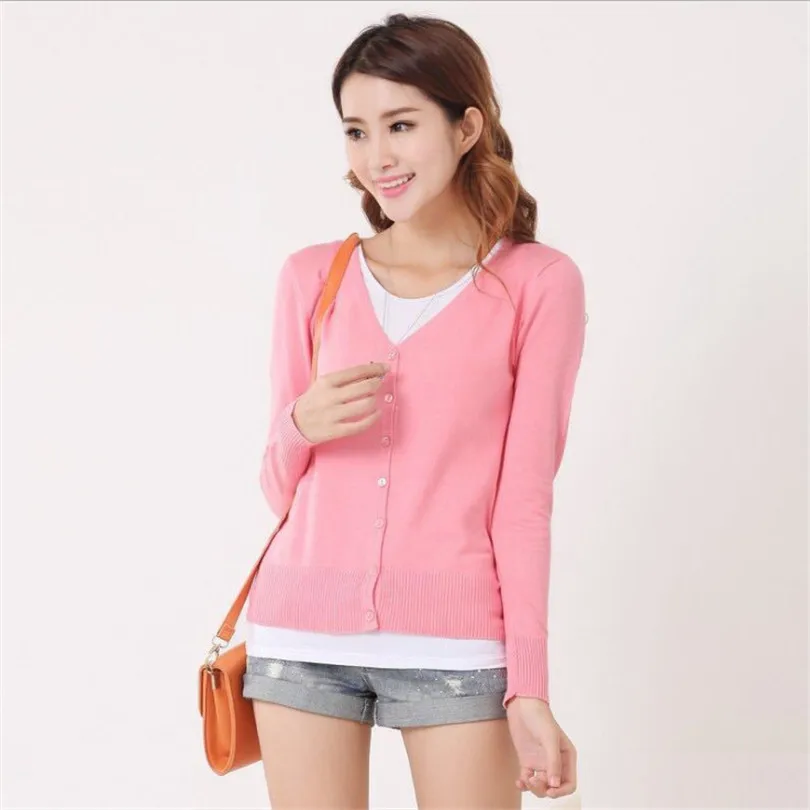 Женский трикотажный кардиган с v образным вырезом свободного покроя| |