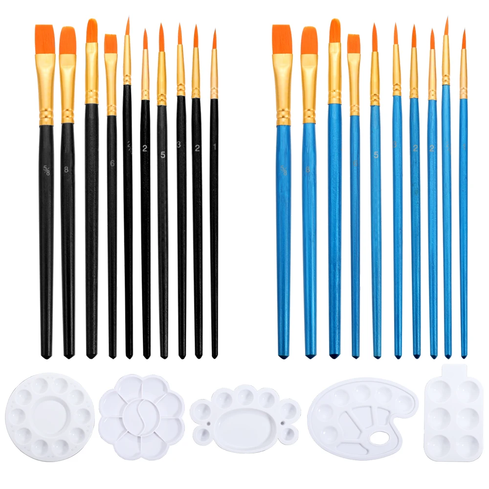 

Flat Pointed Paint Brushes Pallet Set Paint Palette Art brush For Oil Acrylic Watercolor Painting Body Nail Art Drawing Supplies