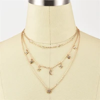 multilayer moon pentagram pendant necklace for women